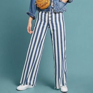 Anthropologie High-Rise Striped Wide-Leg Jeans